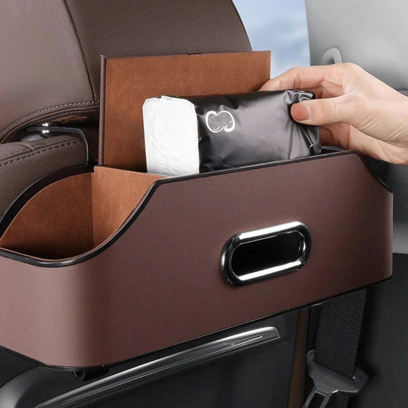 

Car Headrest Backseat Organizer Partition Design Multi-functional Storage Box With Cup Holder Tissue Box Hook