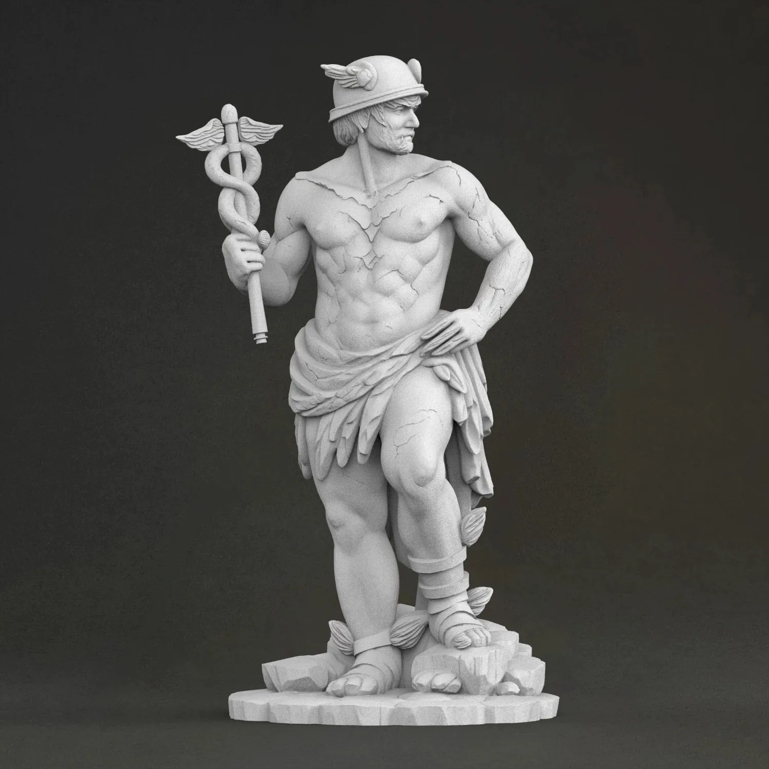 'Broken Hermes' Sculpture, 3D Printed Resin Material, Hand-Painted, Plaster-Like Textured Decoration (Ships Within 10 Days)