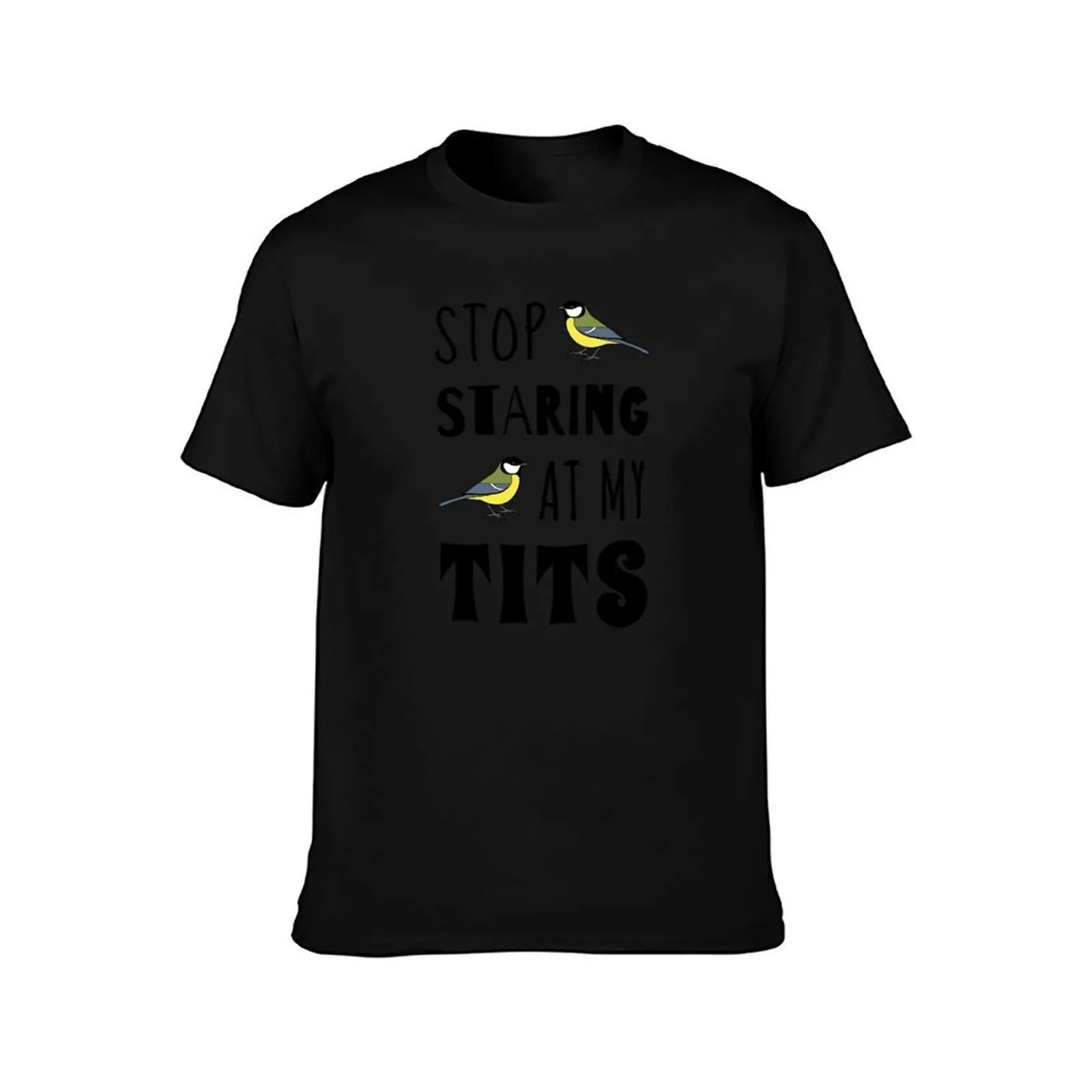 Stop Staring At My Tits Bird T-Shirt, Summer Casual Cotton Tee, Oversized Streetwear Tops, Vintage Graphic Print, 100% Cotton