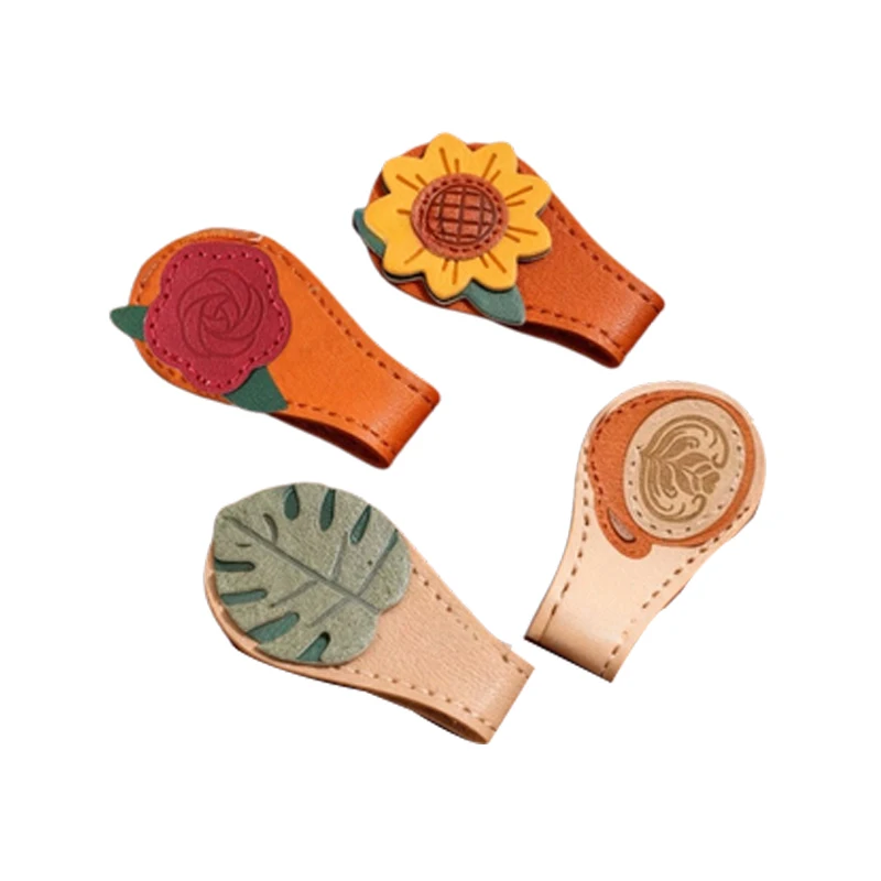1 Stück Magnetisches Lesezeichen mit Rosen- und Sonnenblumenmotiv, Leder-Lesezeichen, Aktenordner-Etikett, Bürobedarf, Magnetische Lesezeichen, Buchdekoration