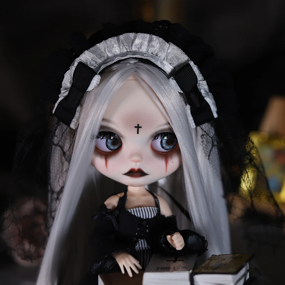 ICY DBS Blyth Doll The Nun Horror Theme Dark Gothic Hand-Painted Makeup Lace Maid Dress Azone 30cm Doll Festival Birthday Gift