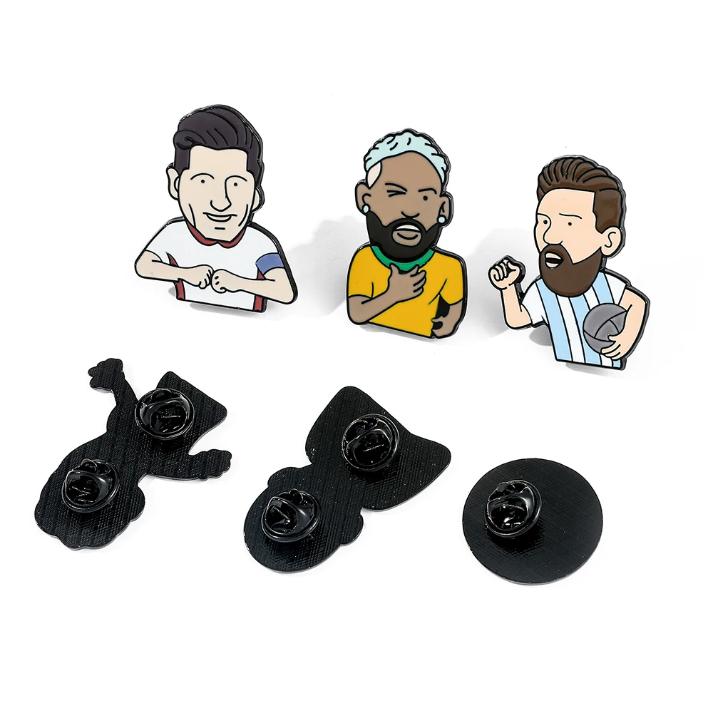 Broche en émail étoile de football, broche de maillot de joueur de dessin animé, insigne de revers de sac personnalisé, bijoux d'athlète, cadeau pour GérFriends, accessoires