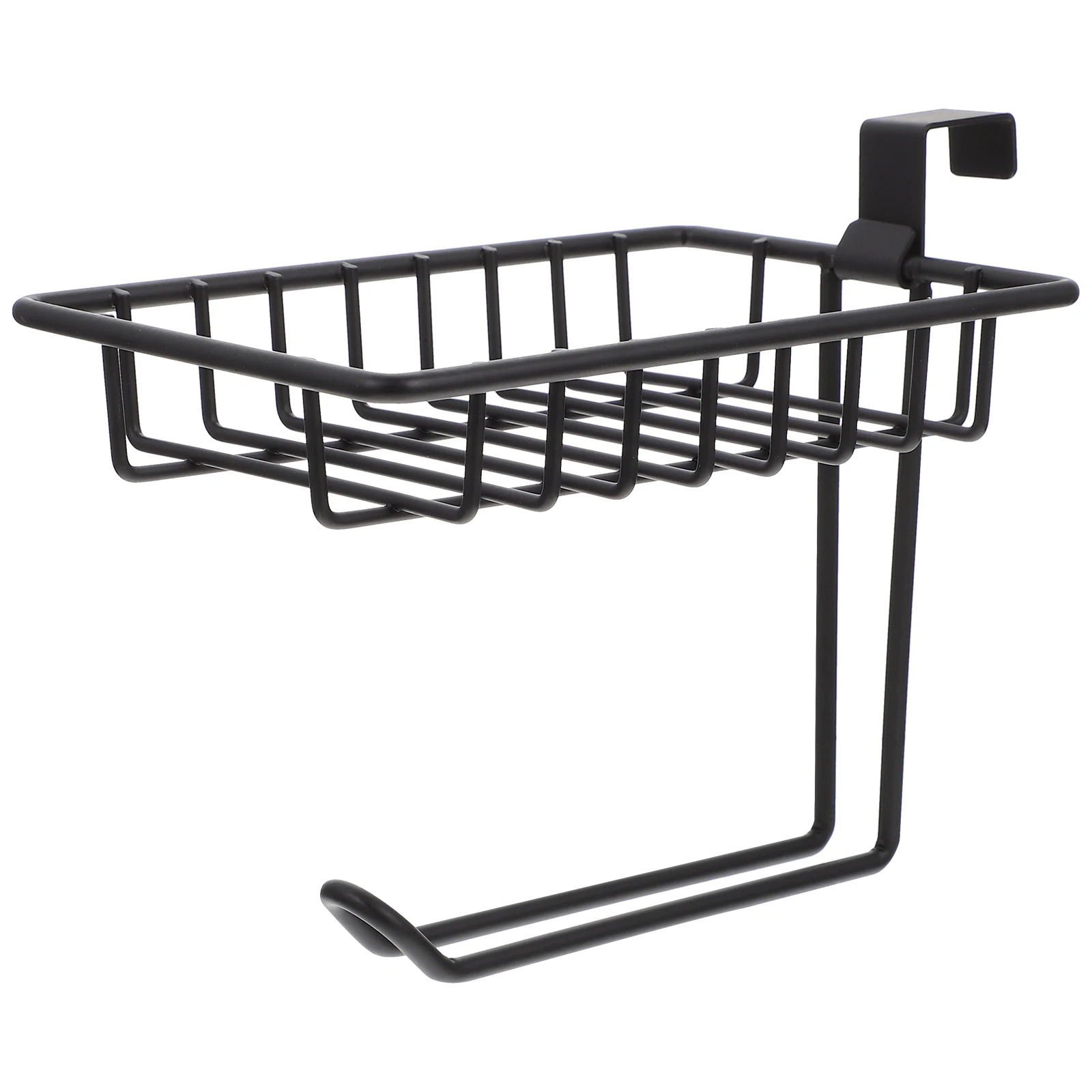 

Paper Towel Holder Hook Toilet Rack Bathroom Wall Mounted Black Kitchen Nail Free Organizer Corrosion Resistant Iron