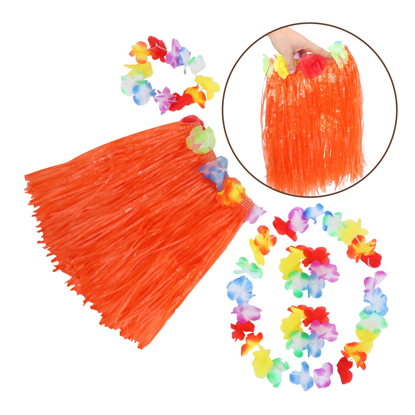 

's Grass Skirt Suit Luau Party Hawaiian Costume for Decorations Outfit Suspender Dress up