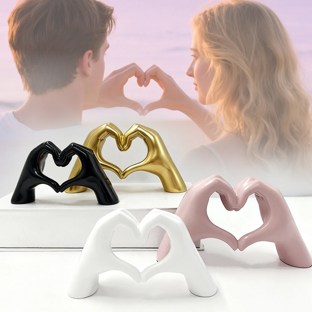 1pcs Heart Hand Statue Love Finger Hand Gesture Sculpture Modern Home Decor Sculpture Office Table Desktop Decoration Gift