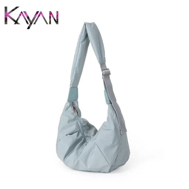 Korean Style New Design Women Shoulder Hobo Bag Large Nylon Casual Crossbody Underarm Bag for Female Ruched Sling Bag