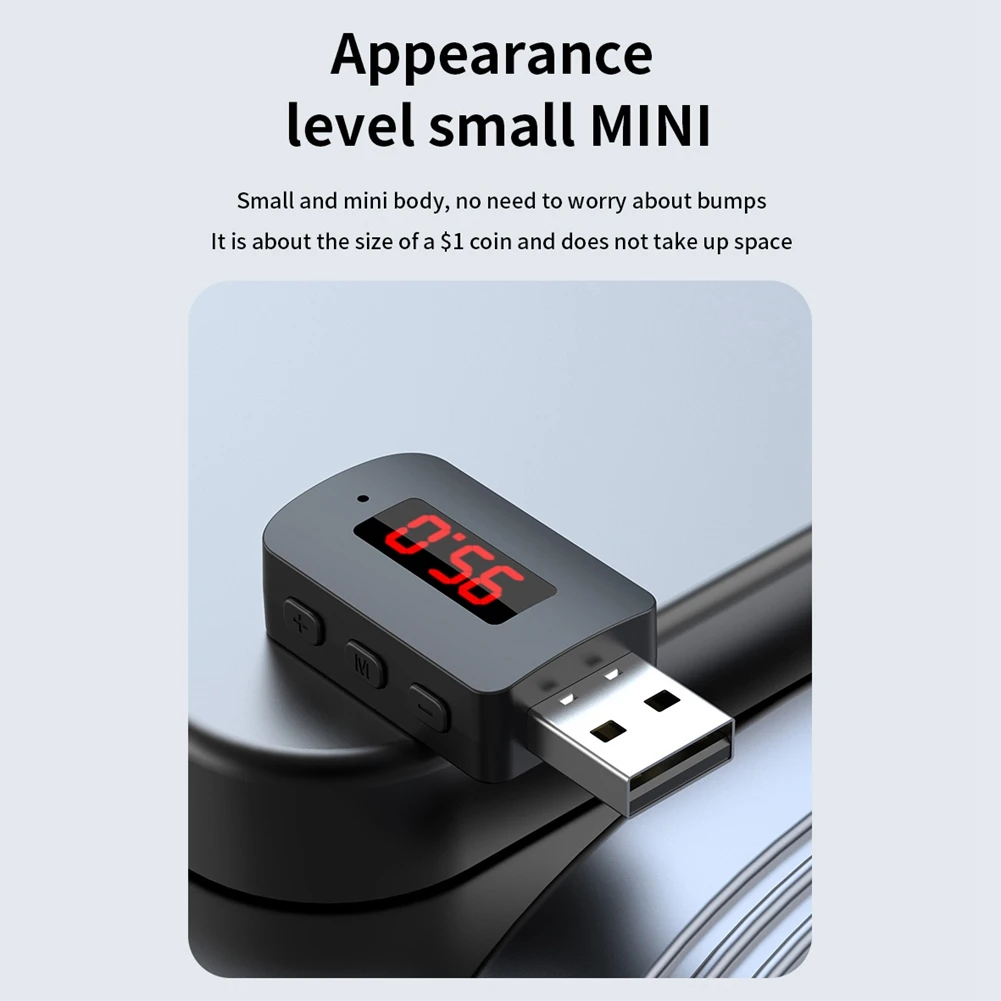 Car Bluetooth 5.4 Aadapter FM USB Transmitter Receiver Handsfree Call Auto LED Display Audio Music Wireless Receiver