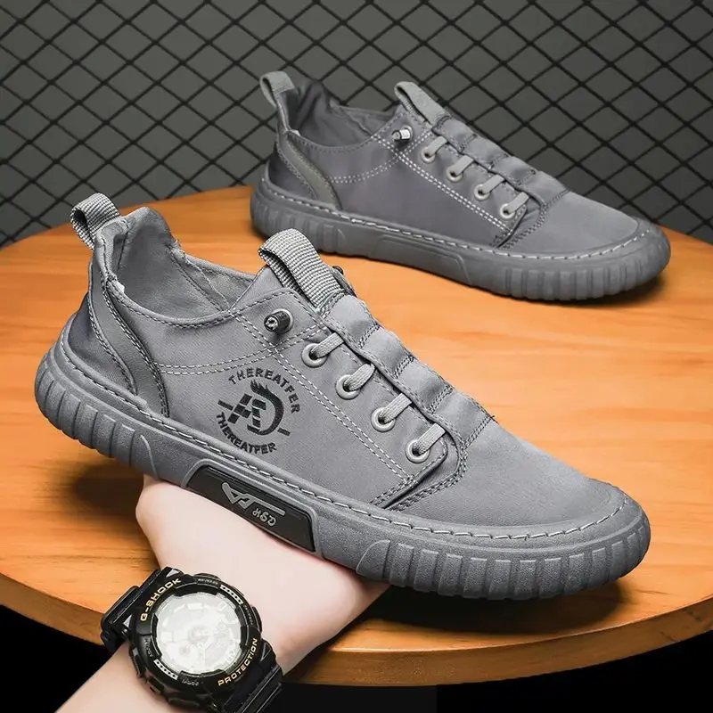 

New Men's Casual Breathable Cloth oes round Toe PVC Upper Leather Inner Spring Autumn Faionable Rotating Bule Closure