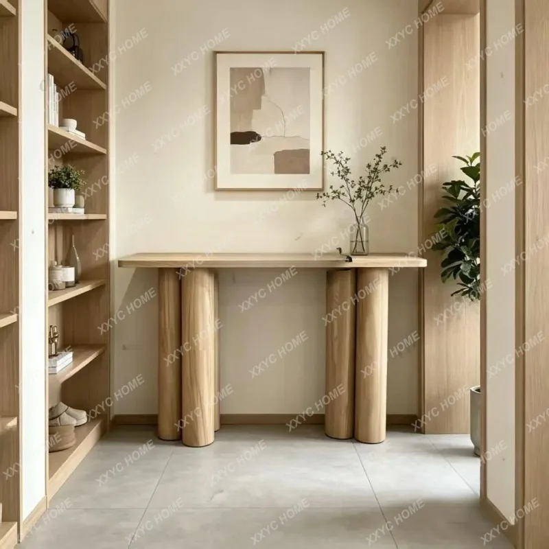 XXlog color cylindrical entrance platform, household door corridor storage, minimalist long decorative end-view platform