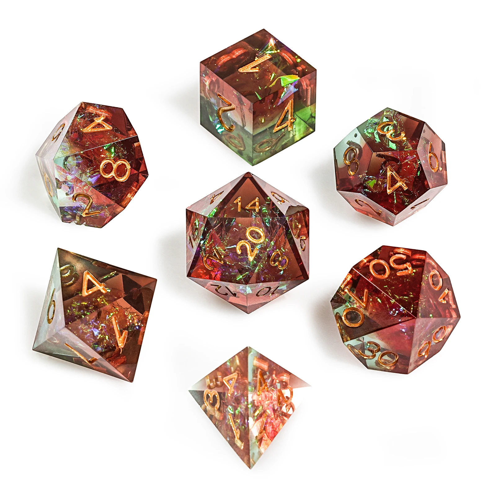 1-7pcs Resin Dice Set Watermelon/Flower Series Set D&D Dice DND Sharp Edge Dice Polyhedral Dice Dungeons and Dragons Table Games