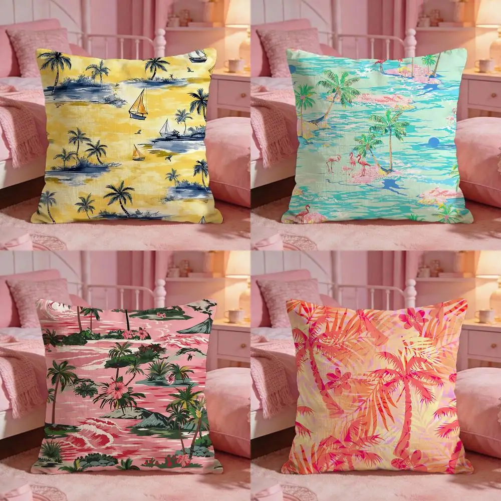 Tropical Summer Print Cushion Cover Premium Comfort Reversible Pillow Cove -Two in One Design for Any Room & Car Interior