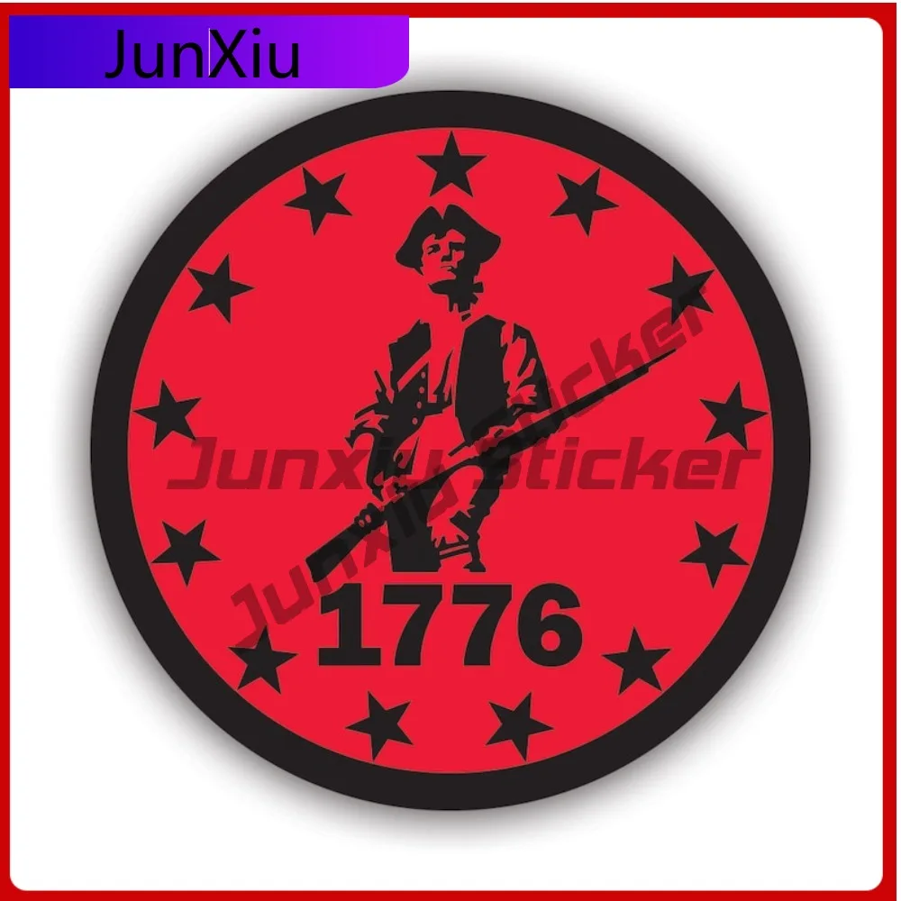 

Trendy Red Round 1776 Minuteman Sticker Decal American Made Uv Protected 13 Stars Minutemen Border Patriot Decal Outdoor