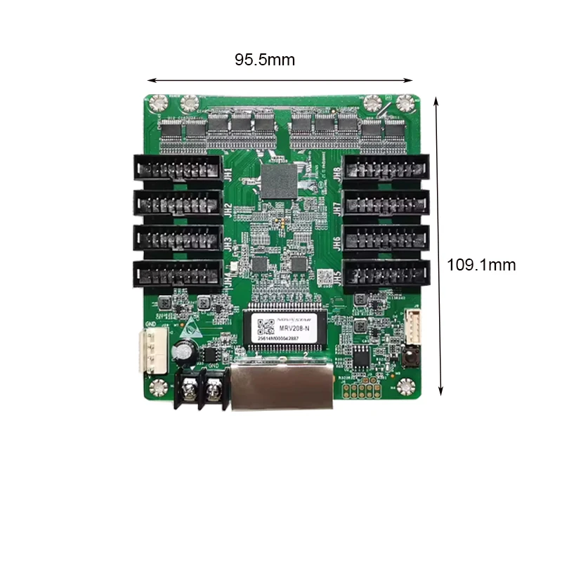 Karta odbiorcza Novastar MRV208-1, 256*256 pikseli, interfejs HUB75*8, pełnokolorowy wyświetlacz LED RGB do użytku profesjonalnego.