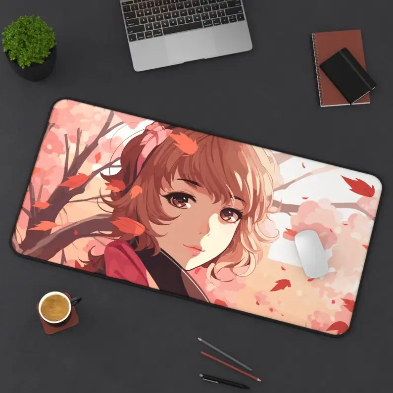 

Cherry Blossom Leaf Pink Pattern Table Mat,Cute Tabletop Decoration,Non-Slip Waterproof Gaming Mousepad,Perfect Gift for Friends