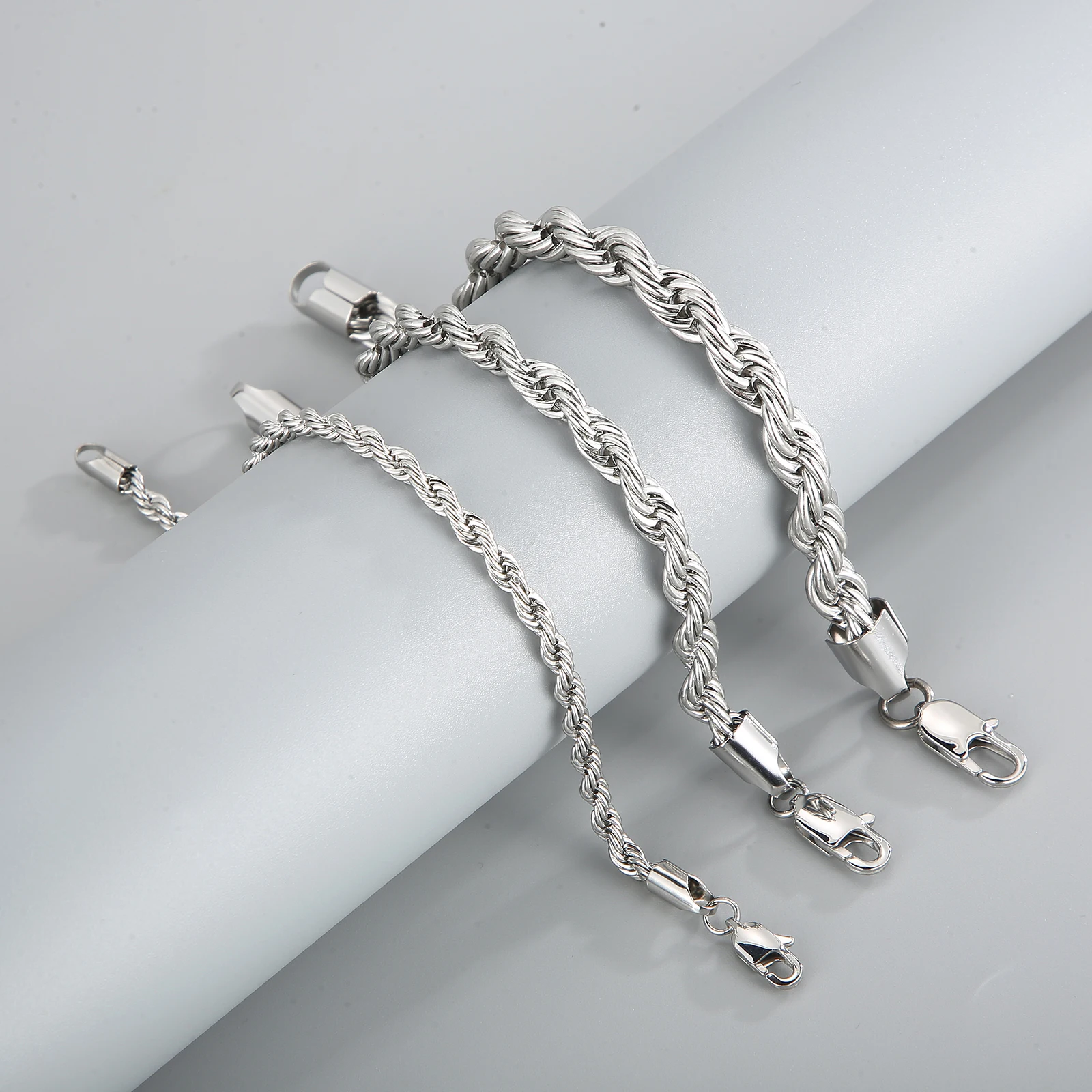 4/6/8mm Stainless Steel Bracelets For Men Women Gold Color Twisted Rope Link Chain Bracelets On the Hand Jewelry Gifts