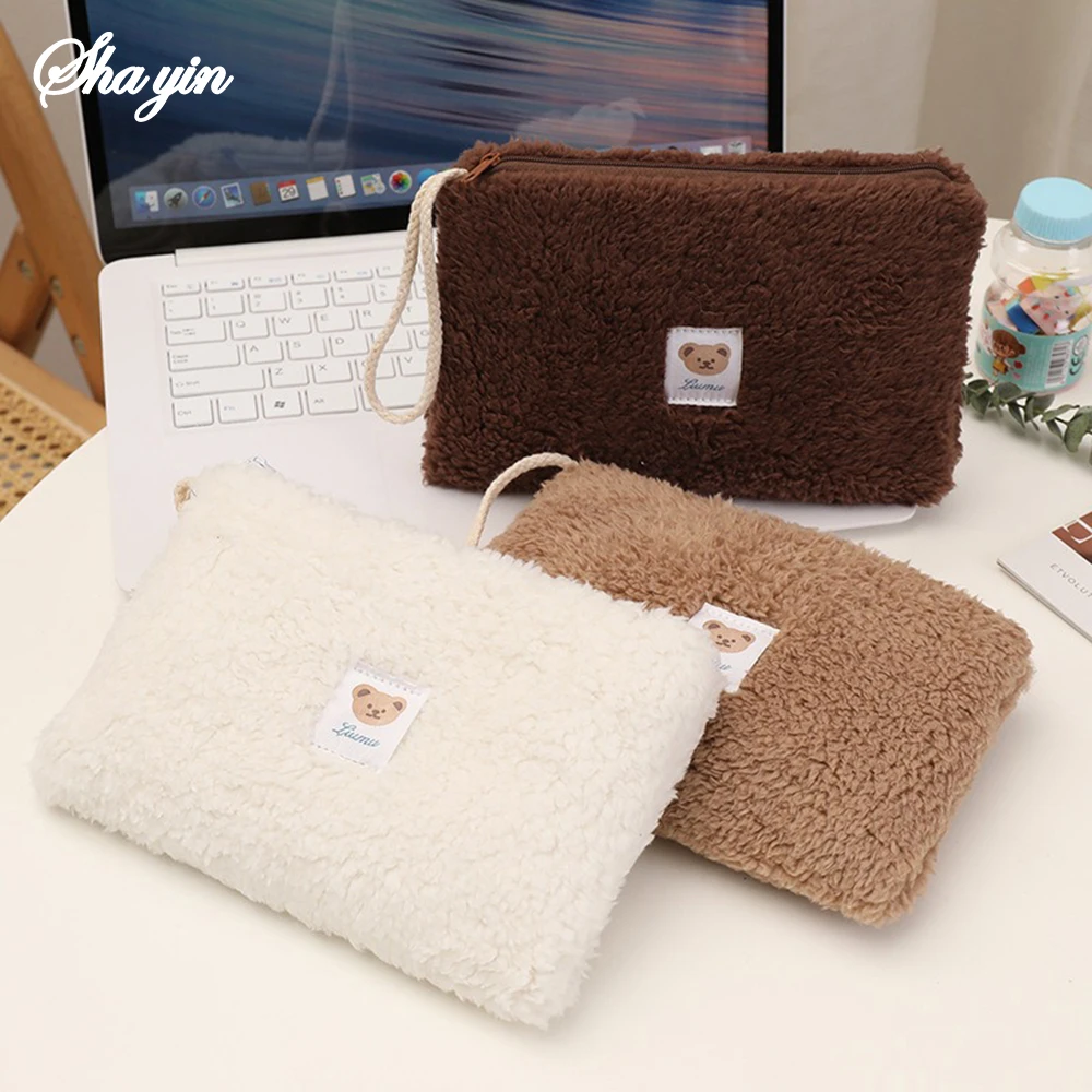 Large Capacity Cute Plush Travel Cosmetic Lipstick Storage Bag Women Makeup Kits Handbags Organizer Wallet Pencil Case Pouch Bag image 3