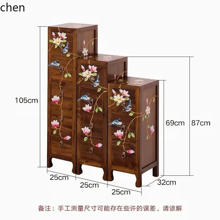 TQH7.2 Style Painted Solid Wood Chest of Drawers Camphor Wood Bedroom Five-Drawer Cabinet Simple Entryway Cabinet