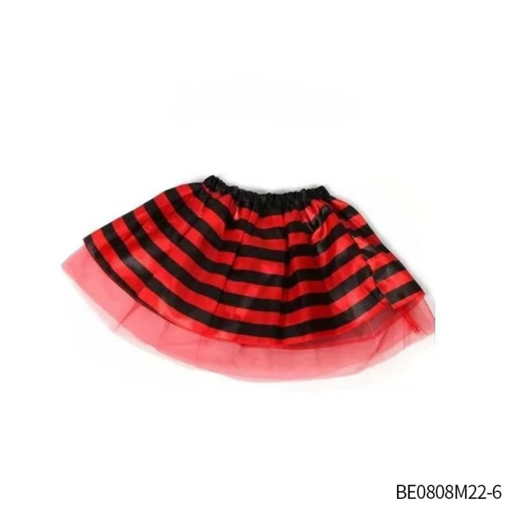 PESENAR Red and Black Striped Layered Tulle Tutu Skirt for Women Halloween Cosplay Party Skirt