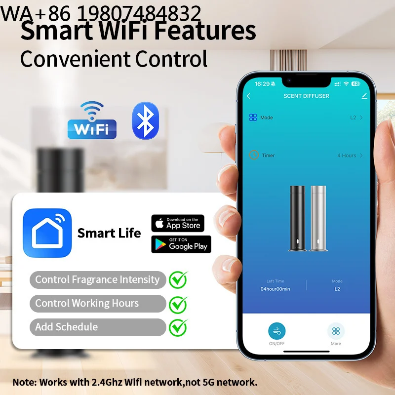 Luxury Desktop Waterless Scent Nebulizer Bluetooth Wifi Dual App Control Essential Oil Diffuser Silent Fragrance Sprayer 12