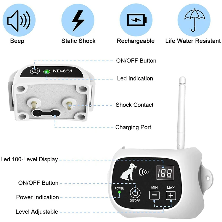Anti Barking Electric Dogs Fence Pet Training Wireless Dog Training Fence System Pet Train
