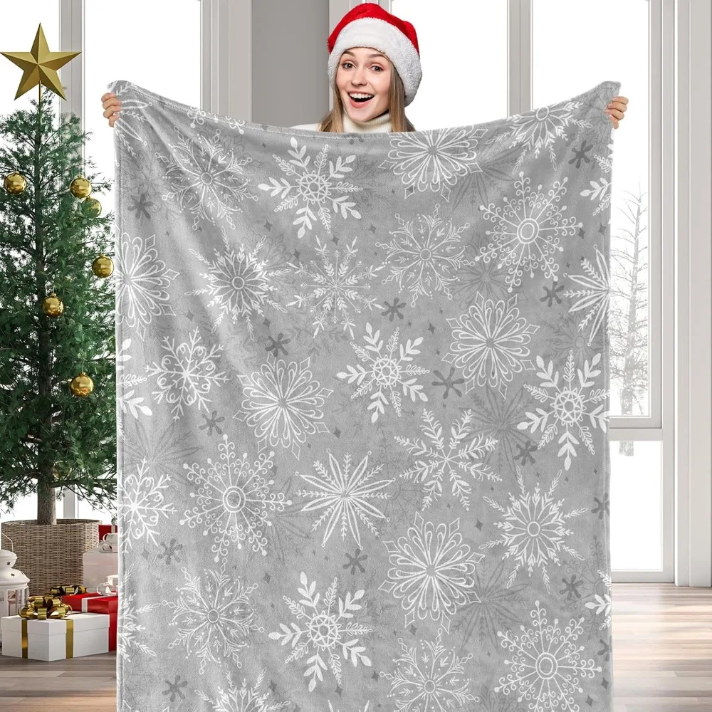 

Christmas Snowflake Fuzzy 60 x 50 Throw Blanket for Cozy Holiday Home Decor