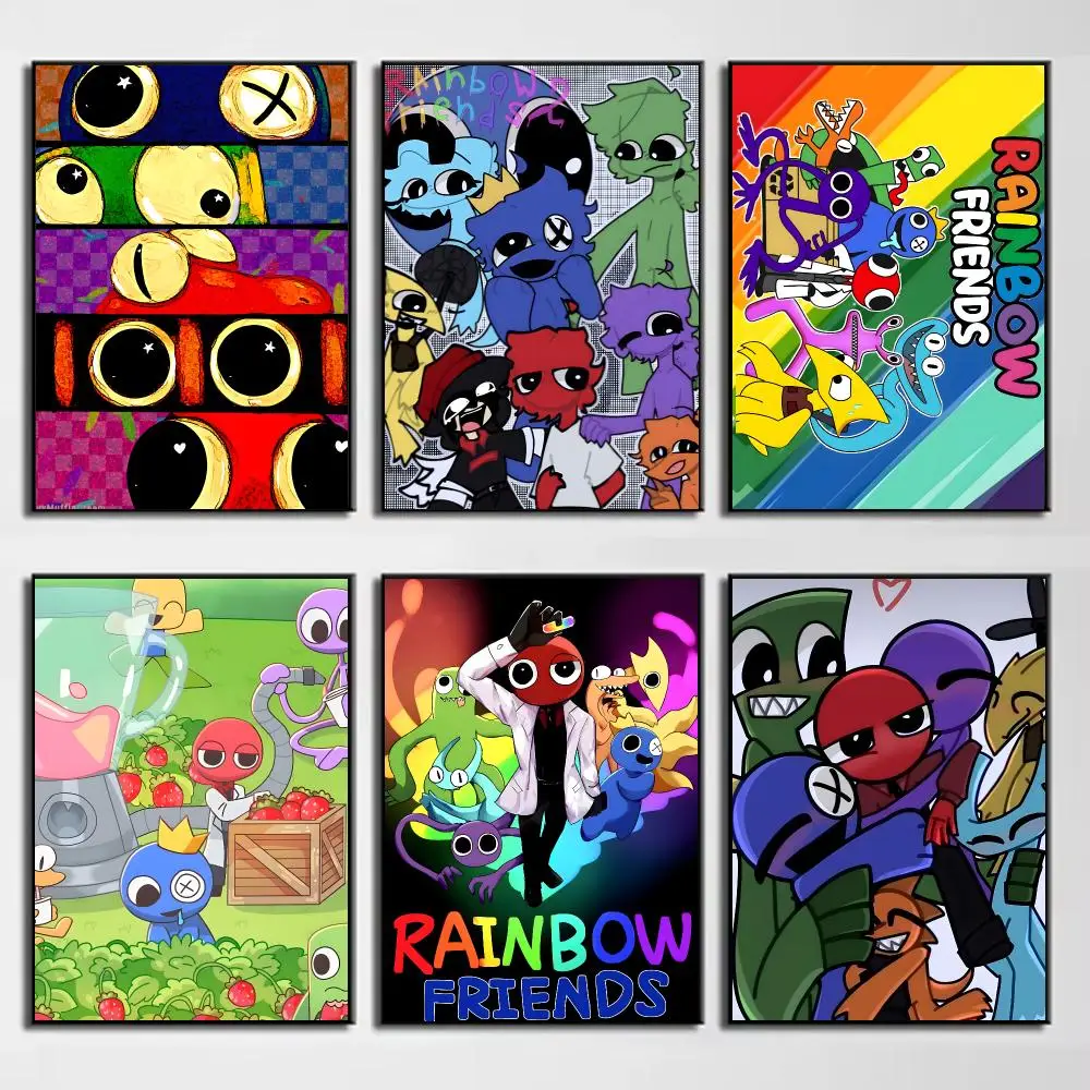 Colorful Video Game R-Rainbow Friends Poster Wall Decor for Young Collectors, Indoor and Outdoor Decor