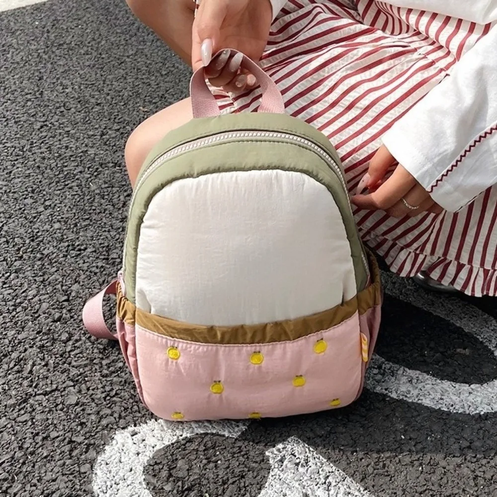 Portable Nylon Children Backpack Cloth Fruit Cartoon Daypack Double Shoulders Multicolor Students School Bag Kindergarten