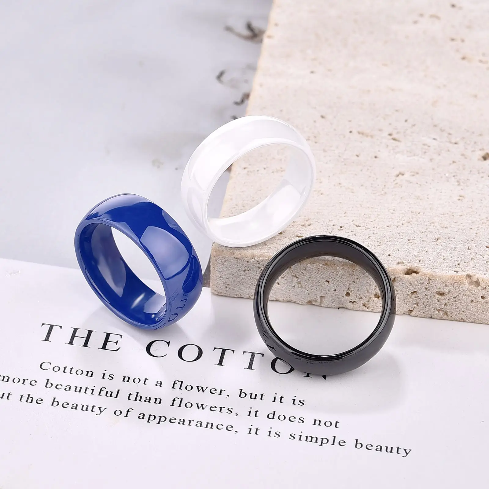 5/6/7/8/9/10mm Coloful Fashion Hand Cut Ceramic Ring For Women Men Aesthetic Romantic Finger Rings Wedding Jewelry Gift