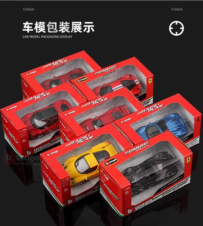 Genuino en Stock 1/43 Bburago Ferrari 296 SF90 488 Spider Enzo 458 especial Roma coche en miniatura de aleación colección conmemorar juguetes de regalo