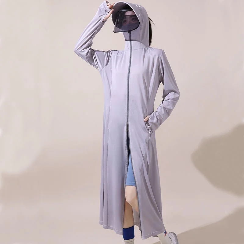 Summer Women's 2025 Explosive Coat Anti-ultraviolet Breathable Ultra-Long Sun-protective Clothing Overshirt Ice Silk Can Be Worn