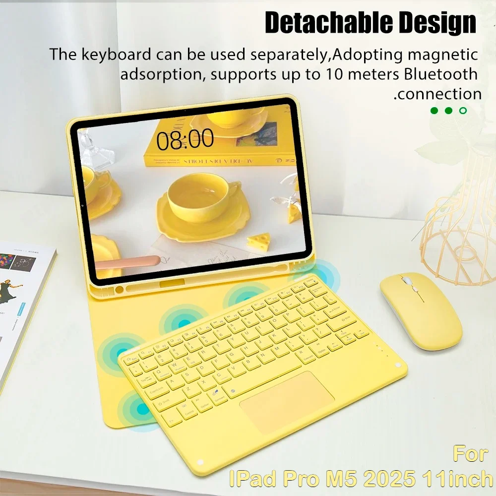 

2025 Новый чехол с беспроводной магнитной клавиатурой для iPad Pro 11 дюймов M5 Чехол M4 Air 11 M3 11-го поколения A16 Bluetooth-клавиатура PU Smart Cover