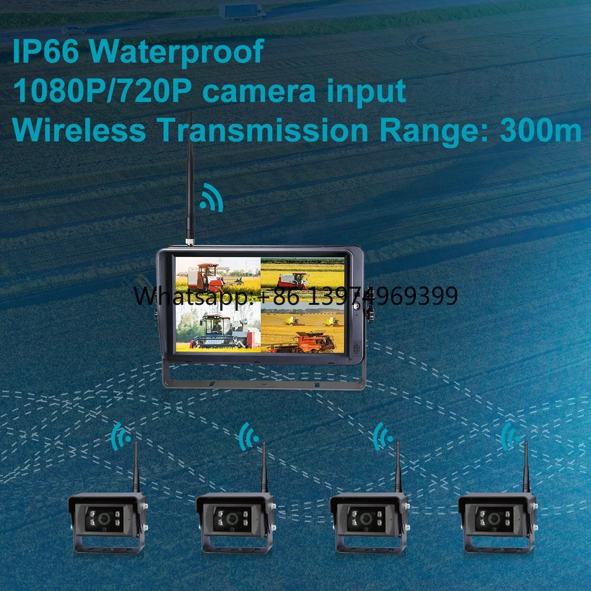 Crane Truck Bus Forklift Wireless Backup Camera Monitor Rear View System Parking