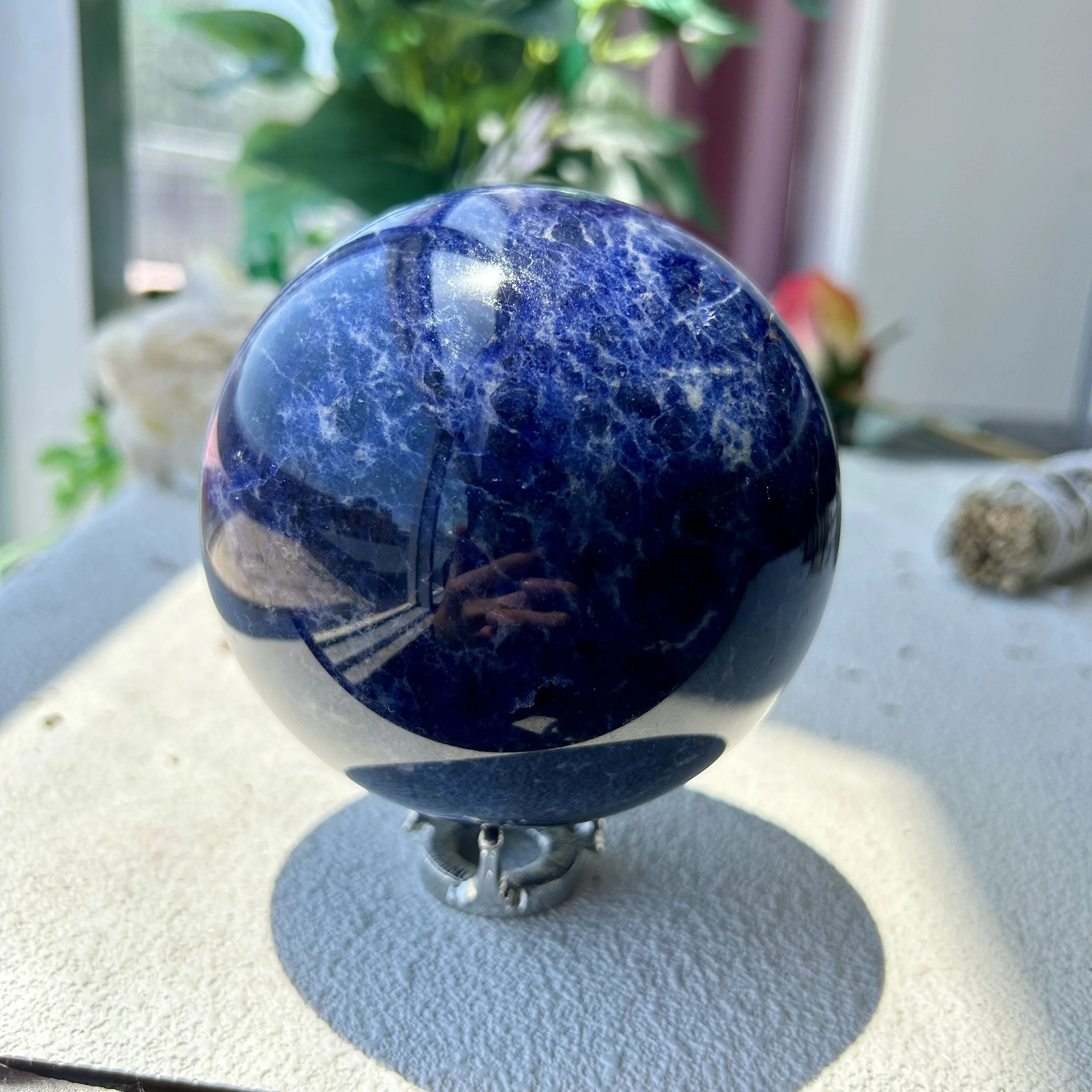 

High Quality Blue Sodalite Ball Crystal Sphere Healing Natural Gemstone Home Decor 2th 1155g 95mm