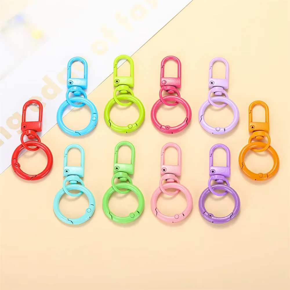 10/20/50pcs Random Color Keyring Lobster Clasp Hooks With Adjustable Buckle For Making Keychain DIY Bags Doll Hook Jewelry