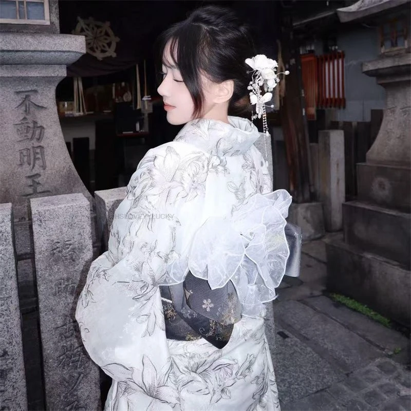 Japanese‑Style Women's Modified Yukata Dress Retro Elegant Gown Suitable For Portrait Photoshoots Women Kimono Set