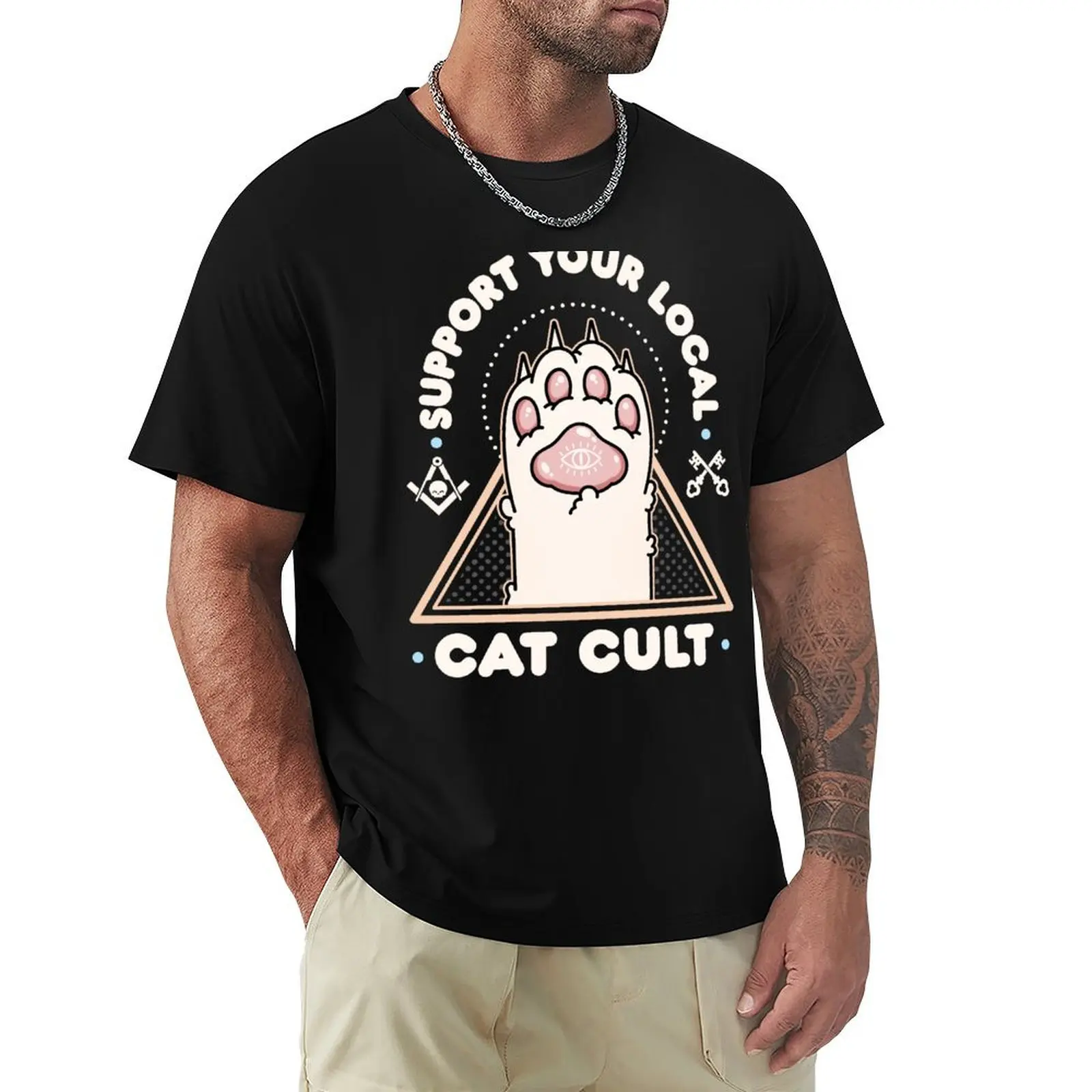 Support Your Local Cat Cult - Kawaii Krypt T-Shirt t shirt man luxury T-Shirt