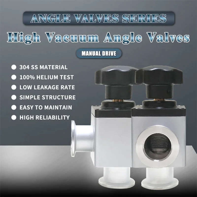 Factory KF/NW40 Stainless Steel Manual Vacuum Poppet Valve vacuum Right Angle Valves