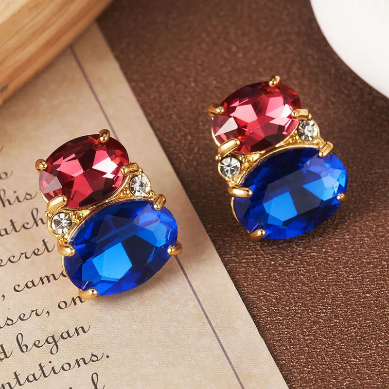 

High-grade quality vintage style 18k pvd gold plated purple zircon women luxury stud earrings