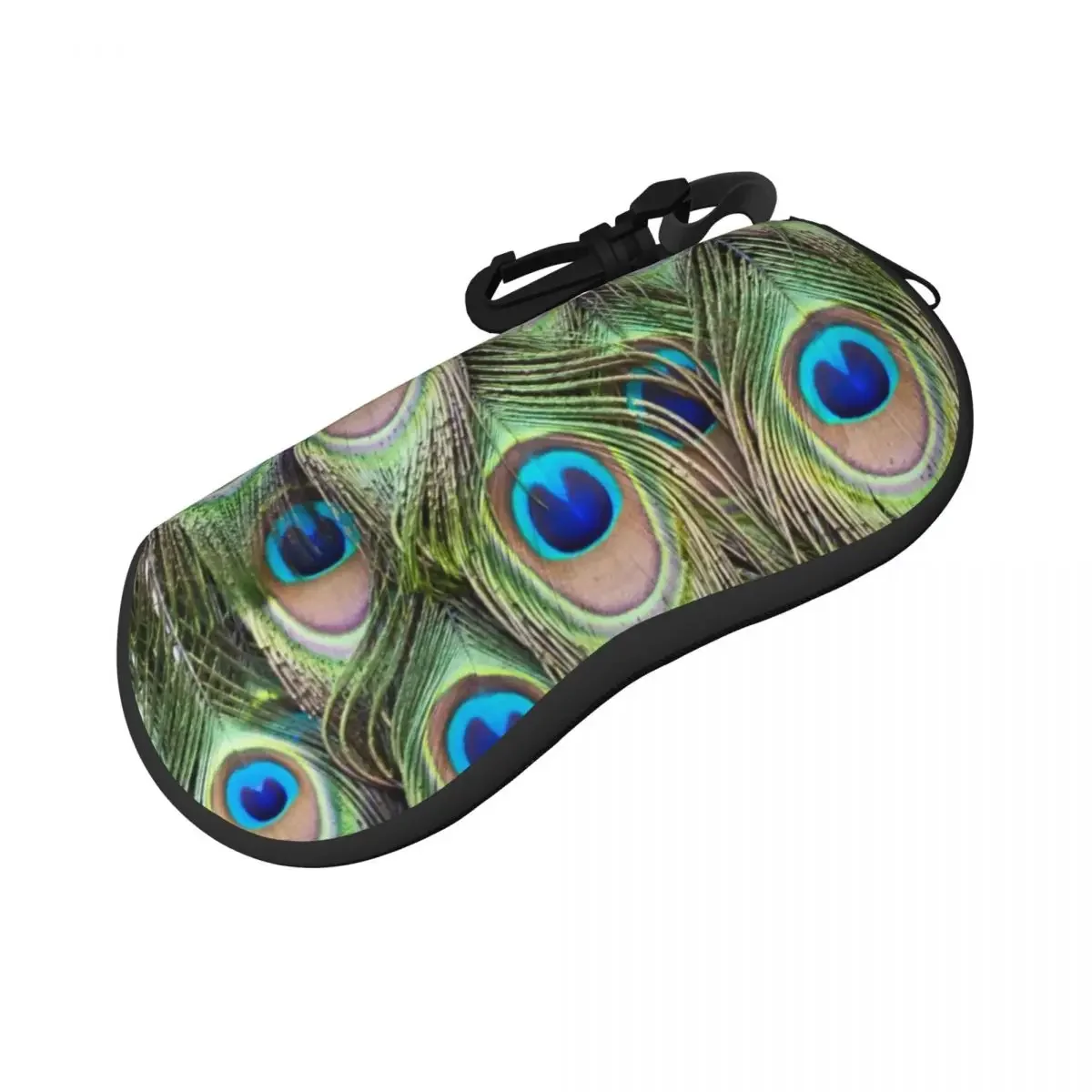 Portable Eyewear Case Peacock Sunglasses Soft Case Glasses Box with Lanyard Zipper Eyeglass Case