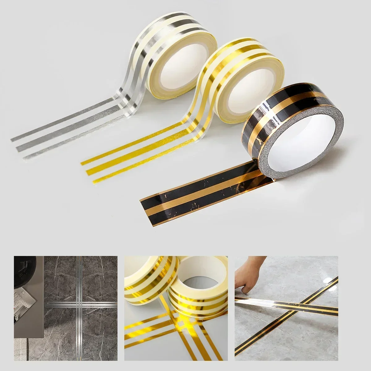 5M Caulk Strip Tape Decoration Tile Gap self-adhesive Tape loor Wall Seam Sealant Ceiling Waterproof Sealing Sticker Decal Gold