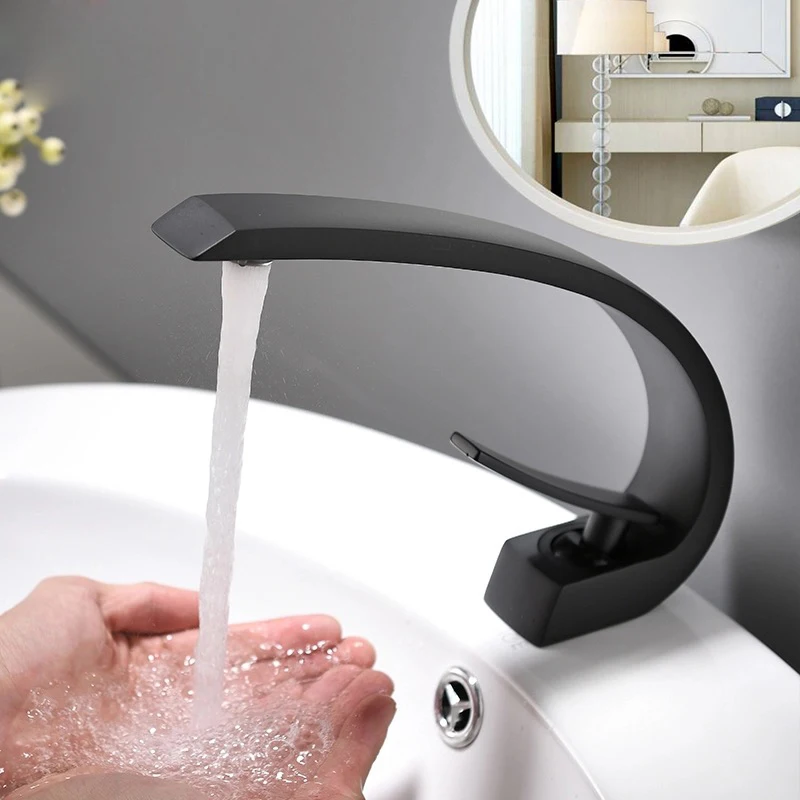 LANGYO Washbasin Modern Design Bathroom Faucet Mixer Waterfall Hot and Cold Water Taps for Basin of Bathroom Tap