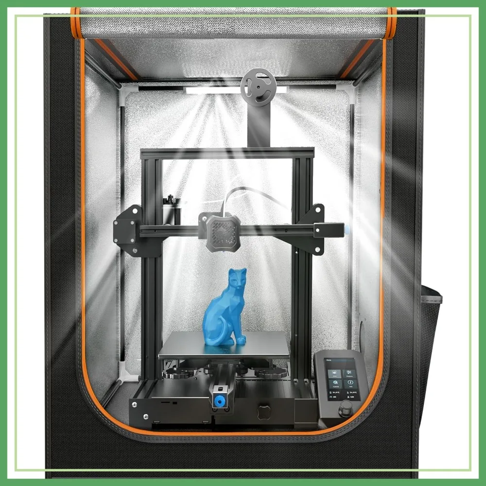 

3D Printer Enclosure with LED Light, Fireproof Dustproof Tent, Temperature Control for Ender3/5/Neptune 4 Plus/CR-10 Series, Large