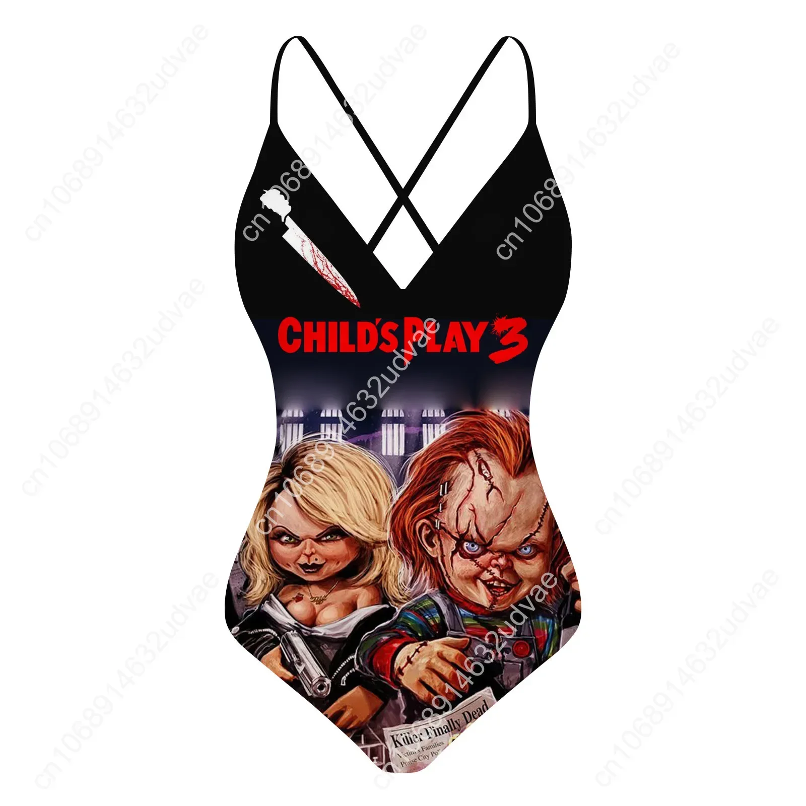 Childs Play V-neck Halter Back Swimsuit Womens Bathing Suits Personalized Bikini Pool Party Swimwear Custom Made Beachwear