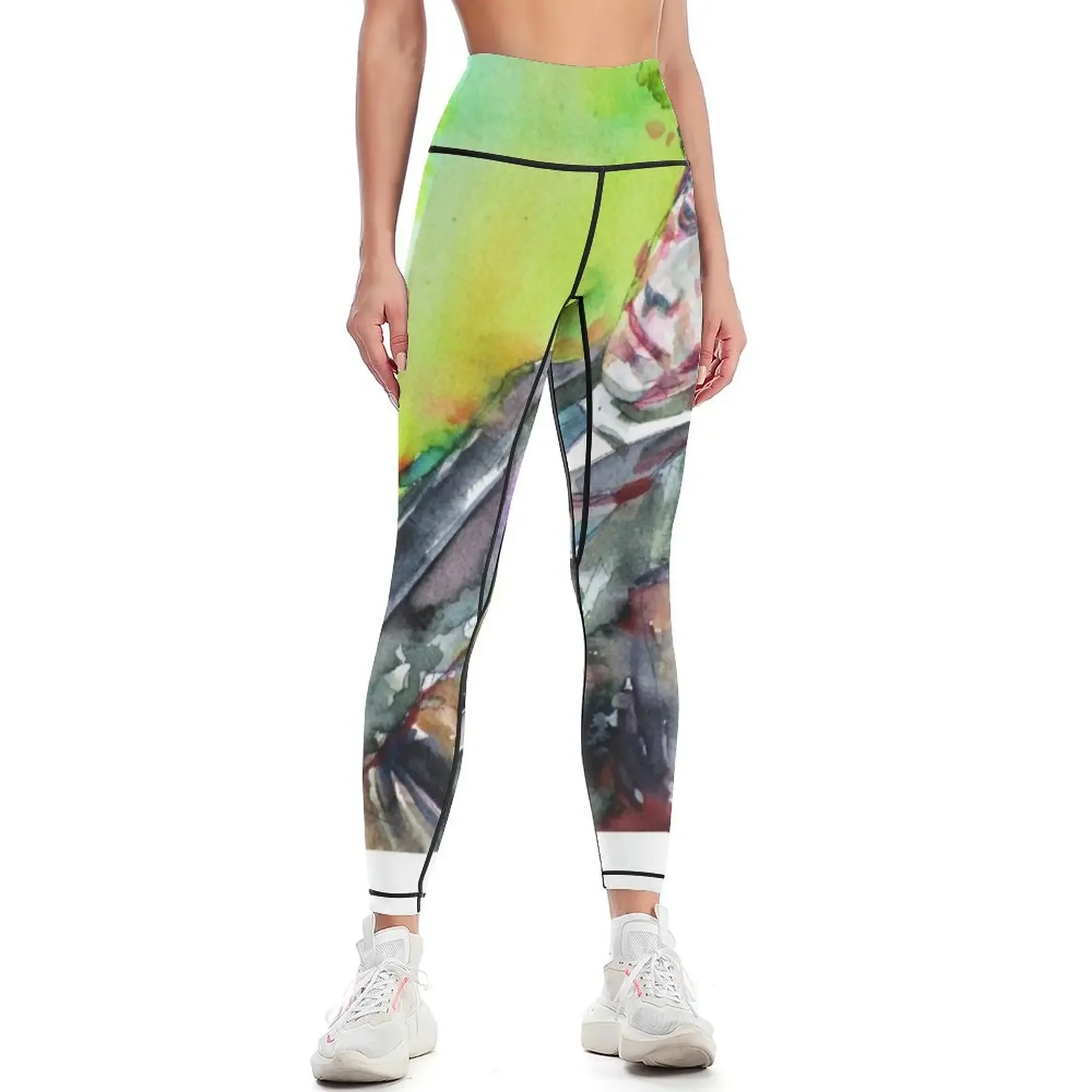 

LEWIS CARROLL - watercolor portrait Leggings sport set gym wear high waist jogging pants Womens Leggings