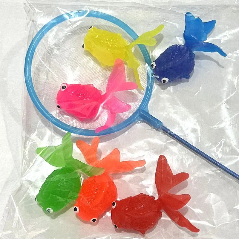 5PCS Simulation Goldfisch Neue Entspannende Weiche Bunte Gummi TPR Angeln Spiel Schwimmenden Fisch Angeln Spielzeug Für Kinder 2024