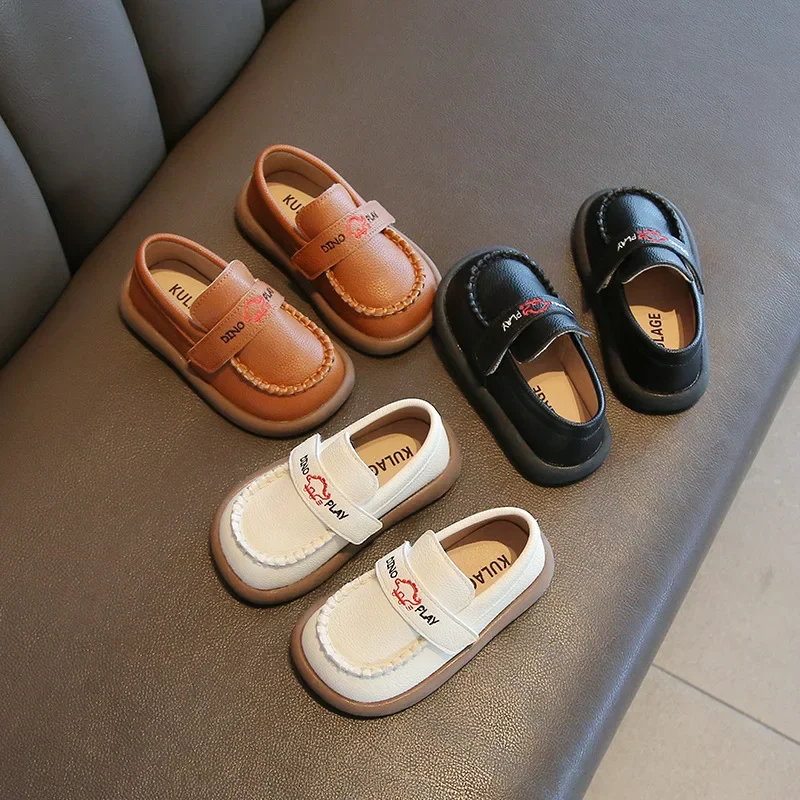 Little Boys Leather Shoes Children Party Flats for Wedding Embroidery Easy To Wear Soft 2025 New Kids Loafers Classic Tide Soft
