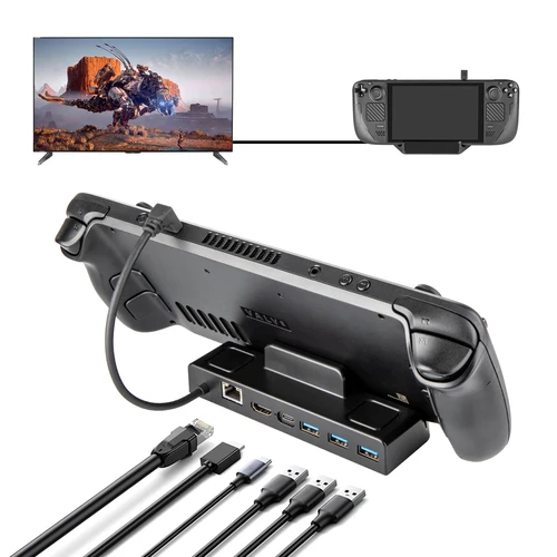 Imagen 2 del producto Estación de acoplamiento Steam Deck, Base para TV, soporte para concentrador, USB C a RJ45 Ethernet 4K 60HZ, compatible con HDMI, consola Steam Deck Dock