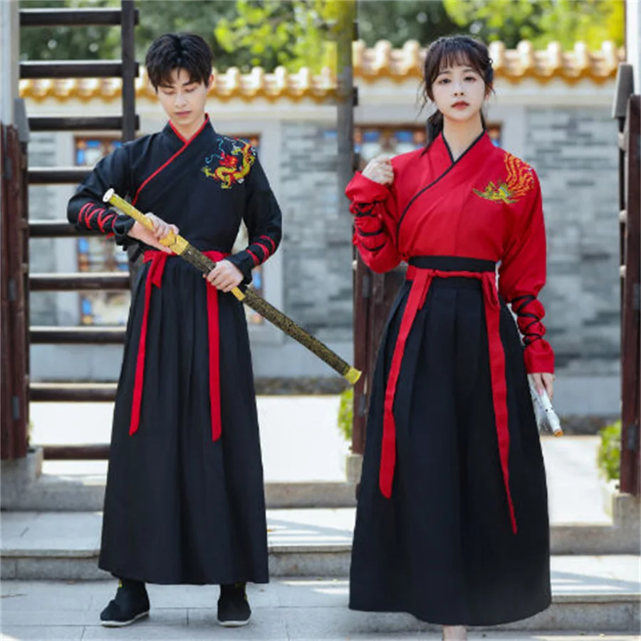 Couple Traditional Hanfu  Chinese Ancient man Swordsman Cosply Costume Oriental Ming Dynasty Stage Folk Clothing  women