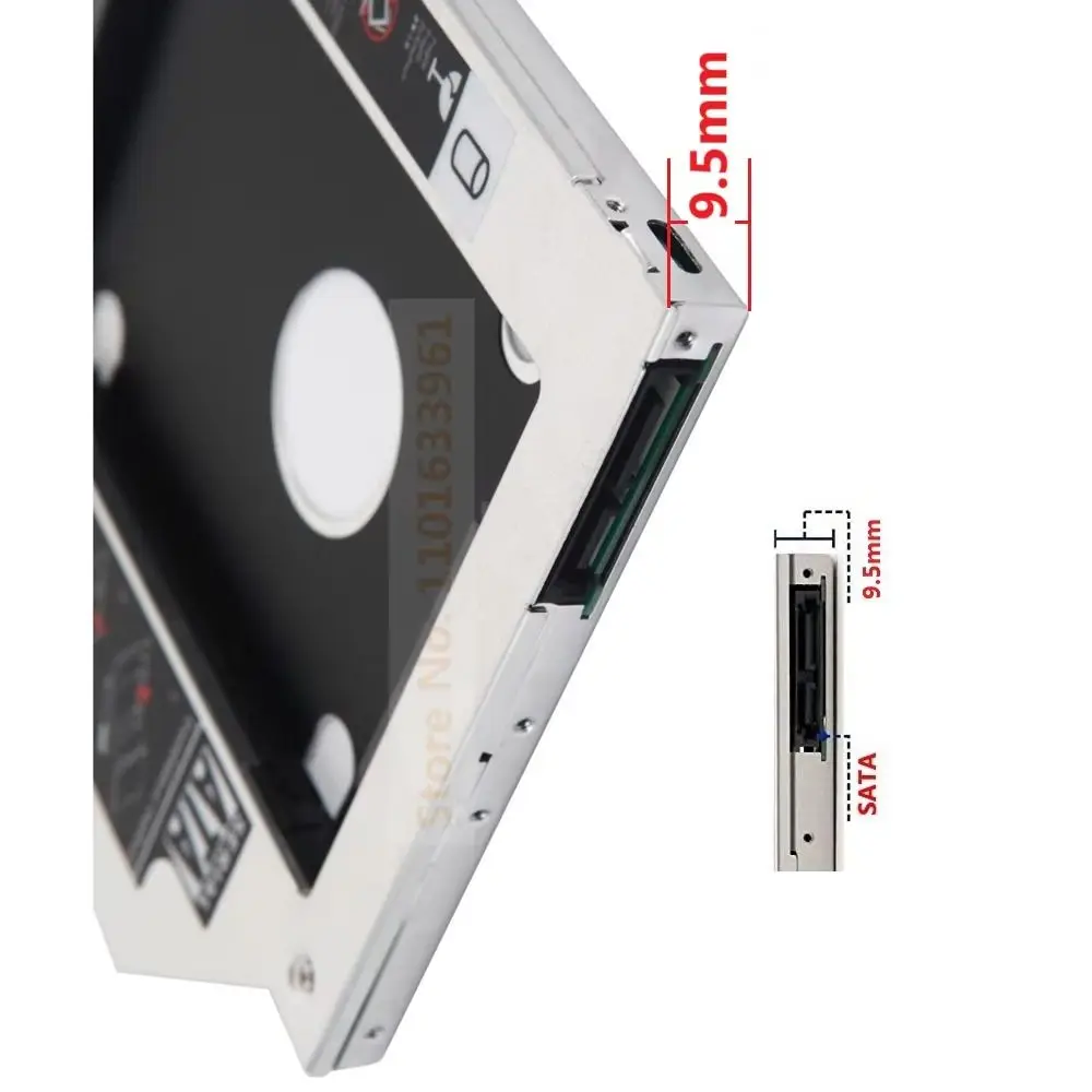 with Bezel Panel 9.5mm 2nd 2.5 Hard Drive HDD Optical Bay Caddy Frame Bracket for Lenovo IdeaPad 110-14IBR 110-15IBR