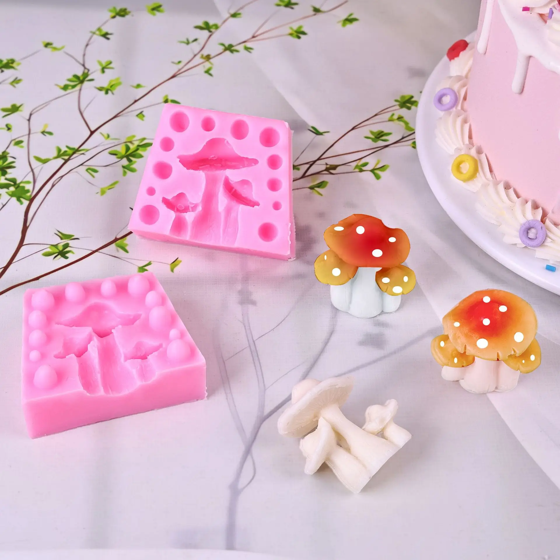 

Simulation Mushroom Silicone Molds Three-in-one 3d Fondant Dessert Chocolate Mould Cake Decoration Accessories Resin Mold